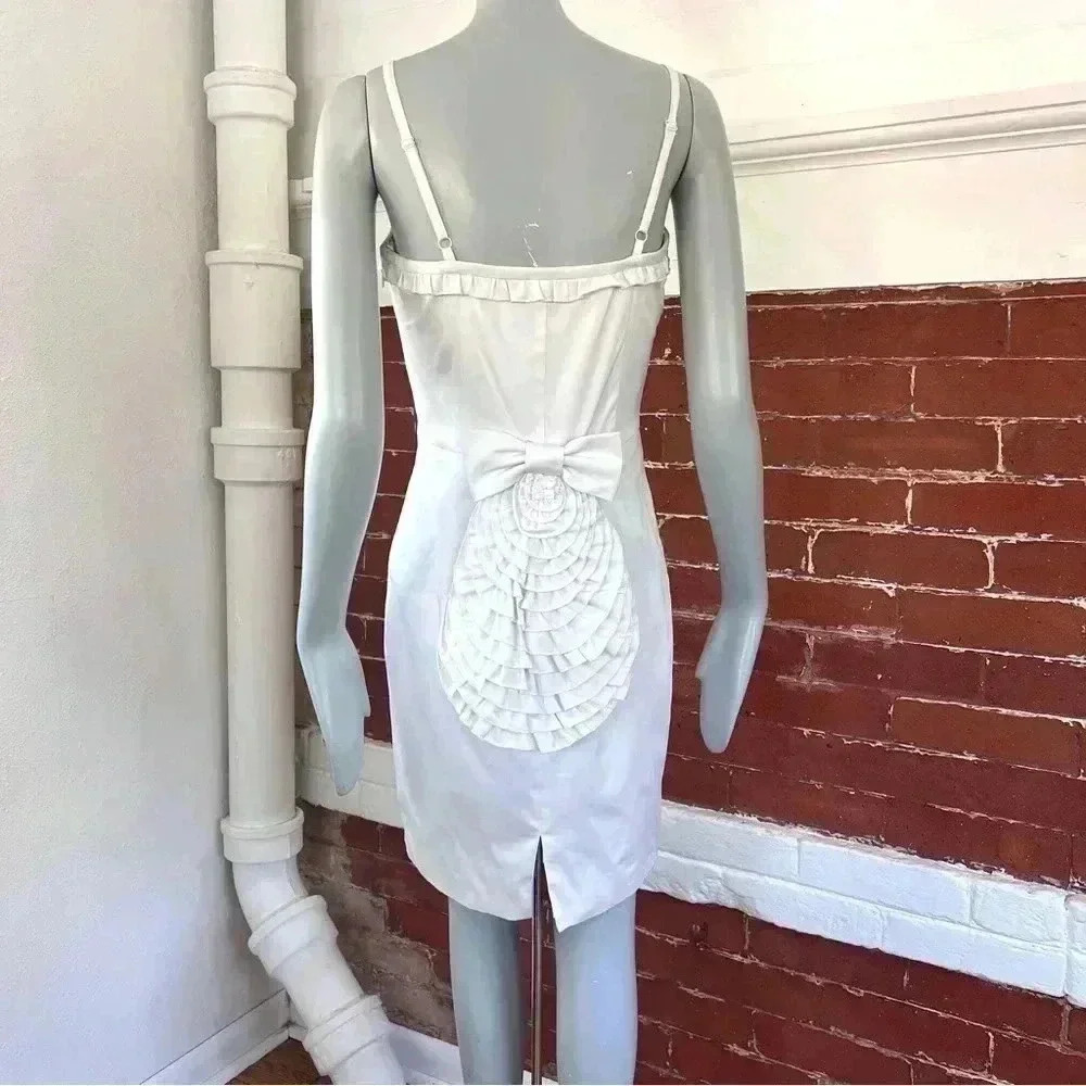 Betsey Johnson Back Ruffle Bow Above the Knee Dress in White - Picture 4 of 13